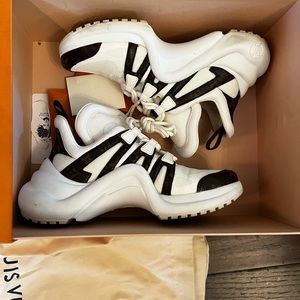 Louis Vuitton White and Dark Brown Women's Sneakers